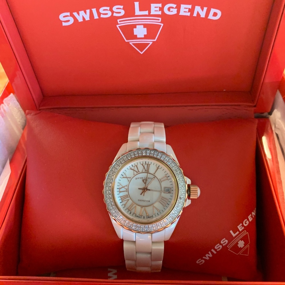 RARE Swiss Legend Rose-gold Ceramic Diamnd Watch